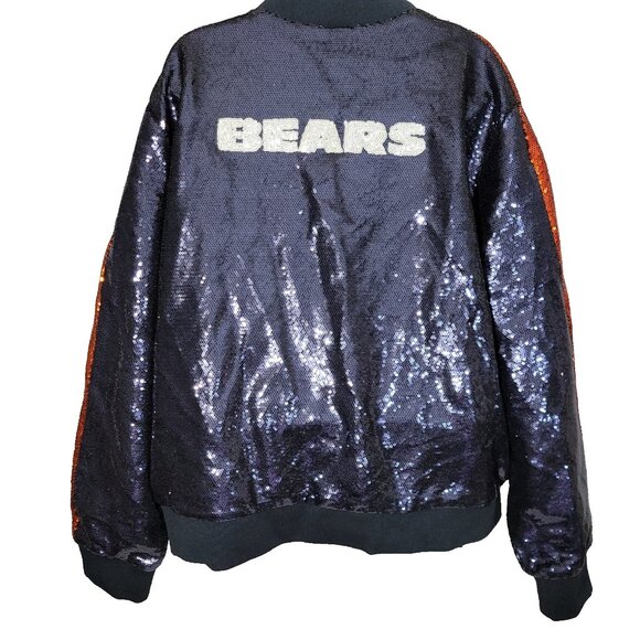 Chicago Bears Sequin Ombre Jacket Women Size 2XL The Wild Collective NFL XXL NEW - Picture 2 of 16
